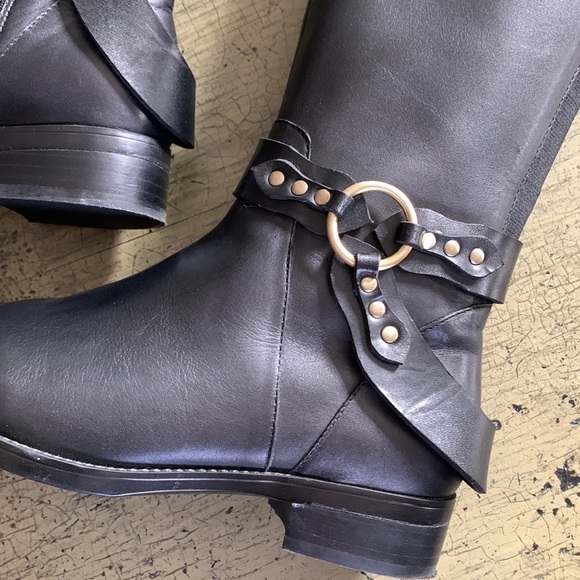 Ellen TRACY Bedford Black Leather Harness Riding Boots - Picture 10 of 16